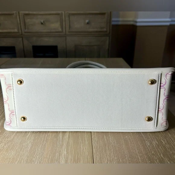 NWT Juicy Couture Bling Logo Tote Bag Pink White Chain Handle Purse HTF - Picture 13 of 14